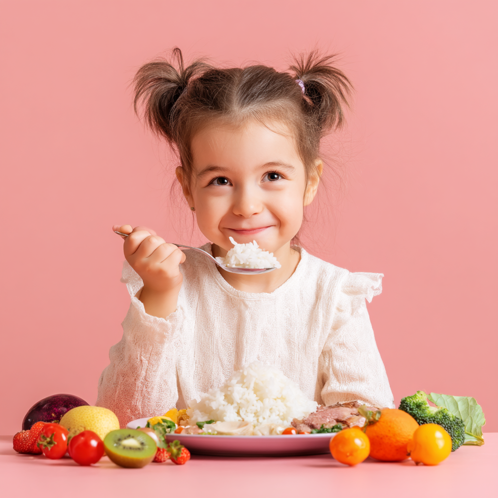 طفلة تتناول الطعام